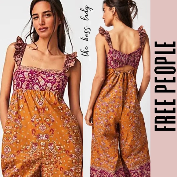 Free People Orange and Purple Jumpsuit - Picture 3 of 9